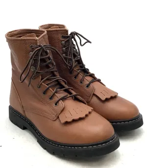 Wrangler Men's Dewitt Brown Leather Work Boots - Size 9.5