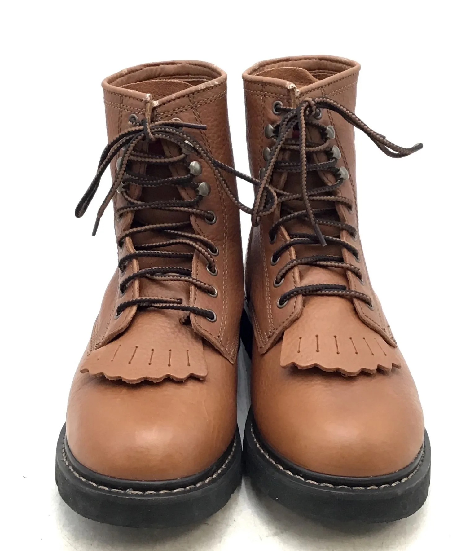 Wrangler Men's Dewitt Brown Leather Work Boots - Size 9.5